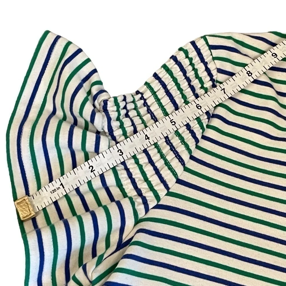 Euc Anthropologie women’s top, striped, blue/green/white, size medium. - Picture 8 of 8
